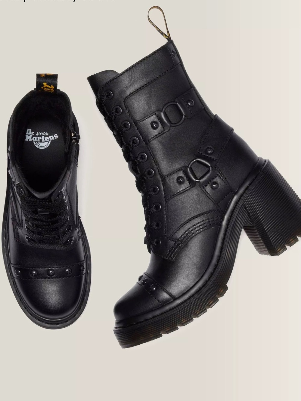 NEW Dr. Martens Chesney Harness Lace Up Zip Side Leather Boots